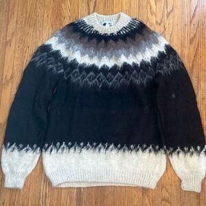 Casa Fair Isle 100% Alpaca Wool Sweater, Size L